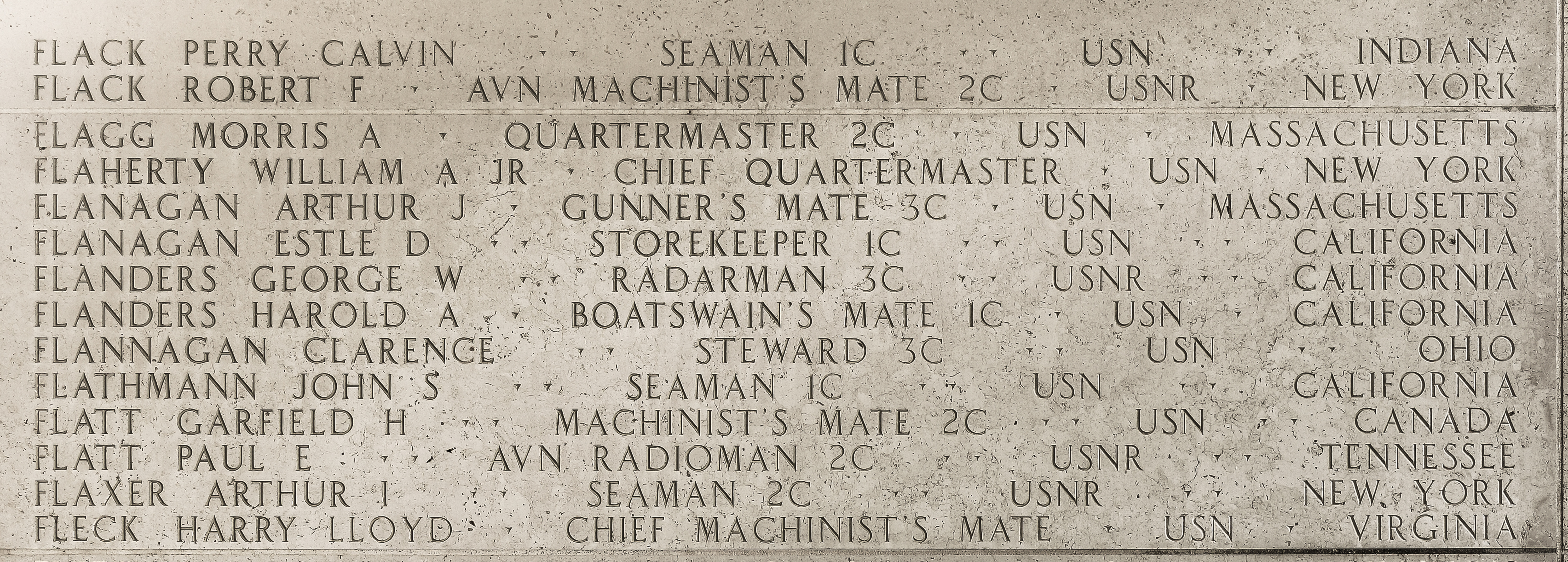 Estle D. Flanagan, Storekeeper First Class